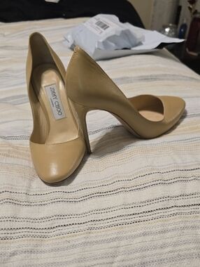 Jimmy Choo Beige Leather Pointed-Toe Pumps